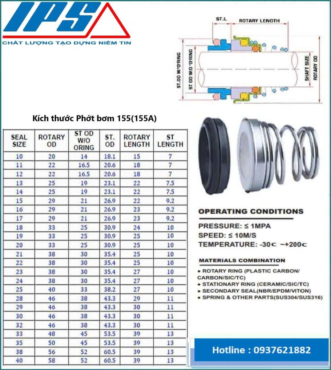 /Phớt bơm 155A-11